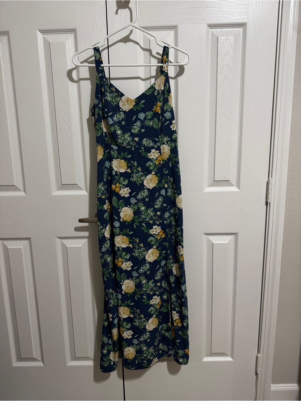 Old Navy Navy Floral Maxi Dress with Yellow and Green Flowers